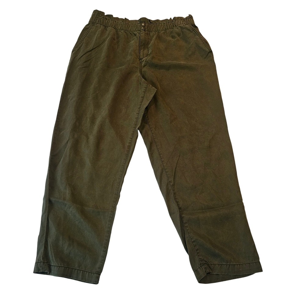 LOFT Paperbag Waist Pants Olive Green Lyocell Casual Size L
